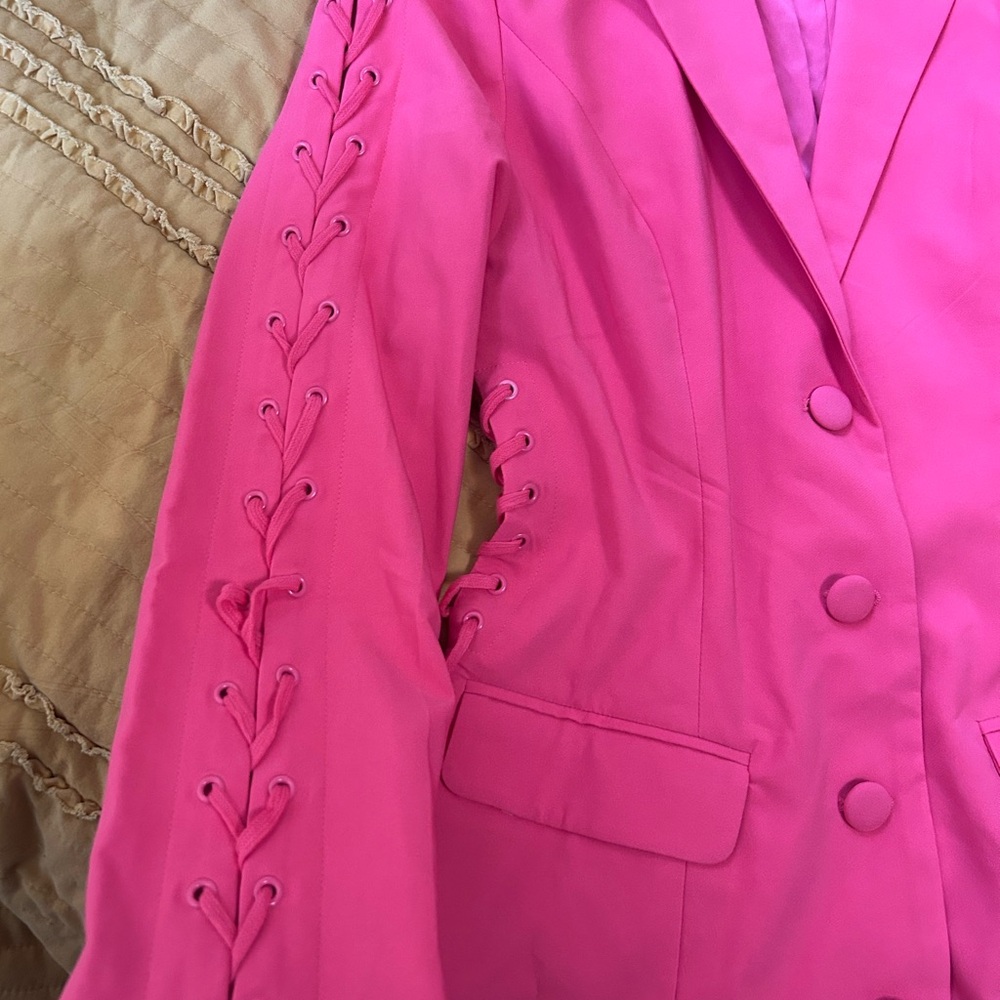 Pink Blazer with Lace-Up Detail - Picture 3 of 4